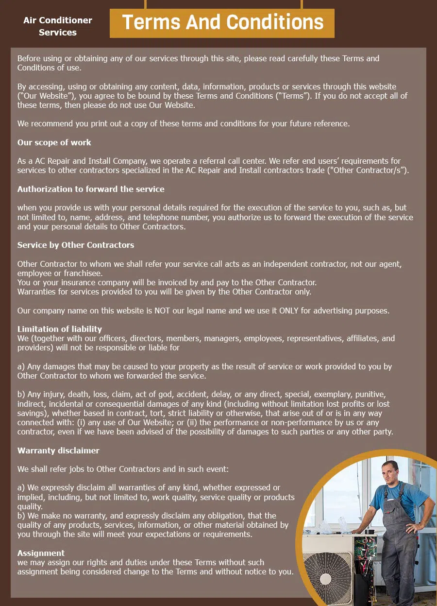 Hollywood AC Repair Hollywood, FL 954-393-0890 - terms-and-conditions